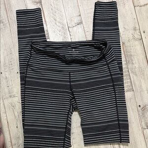Athleta Striped Black and Gray Leggings